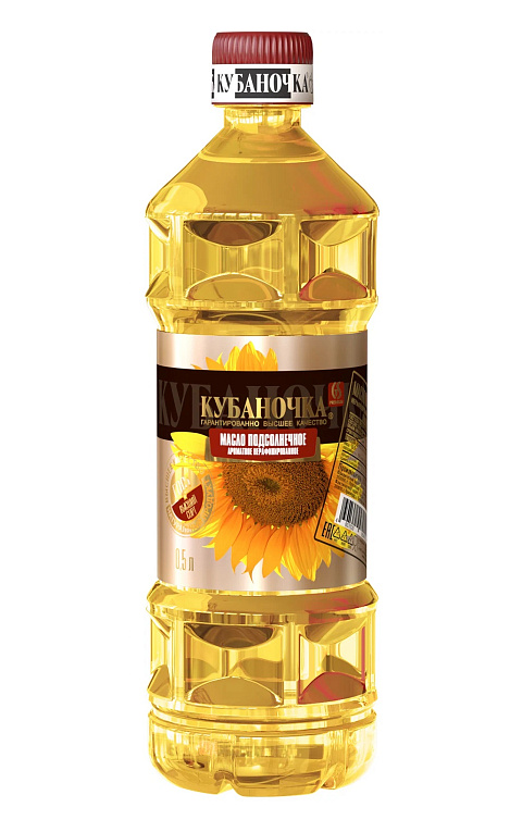 Масло подсолнечное ароматное нерафинированное 1 л. от производителя «Кубаночка»